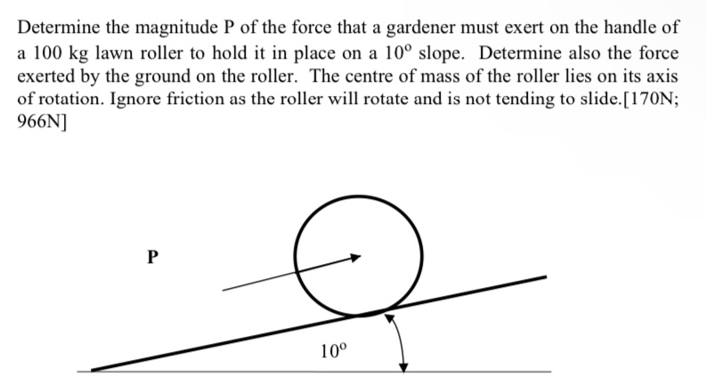 Determine the magnitude P of the force that a