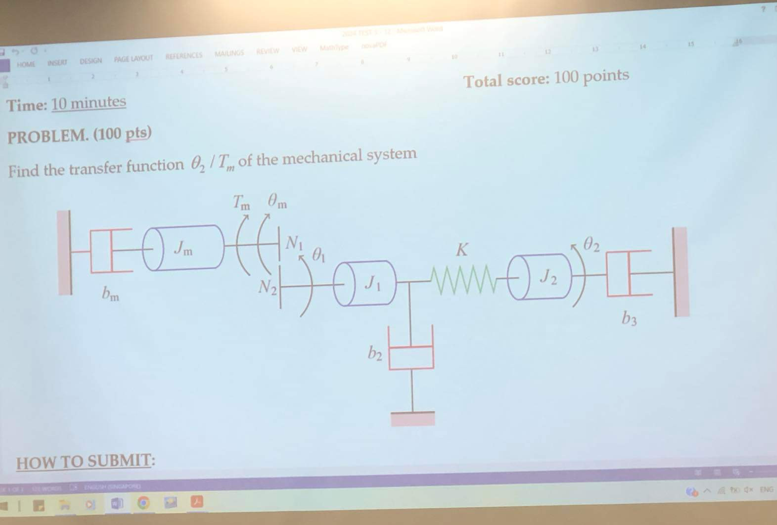 PROBLEM. ( 1 0 0 pts ) Find the transfer function