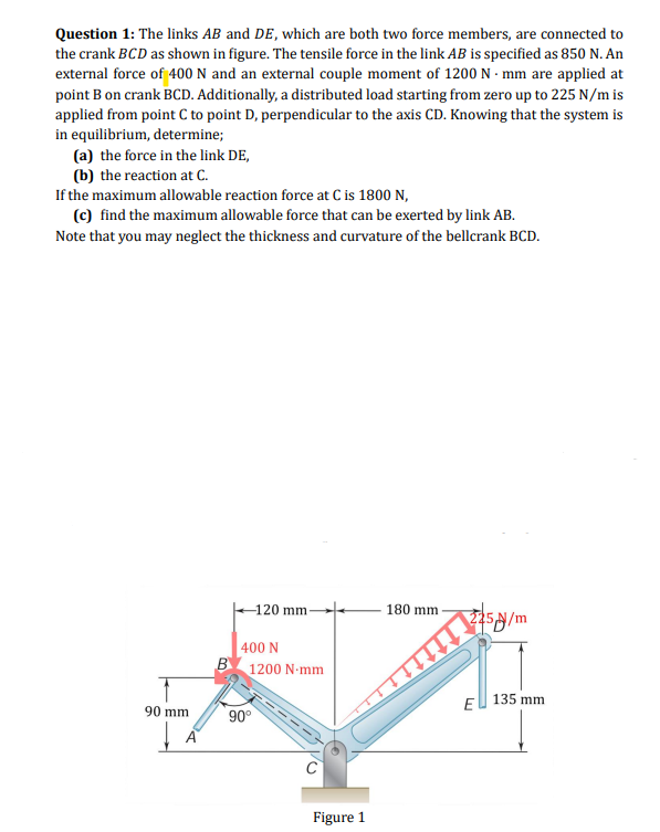 Question 1 : The links \ ( A B \ ) and \ ( D E \