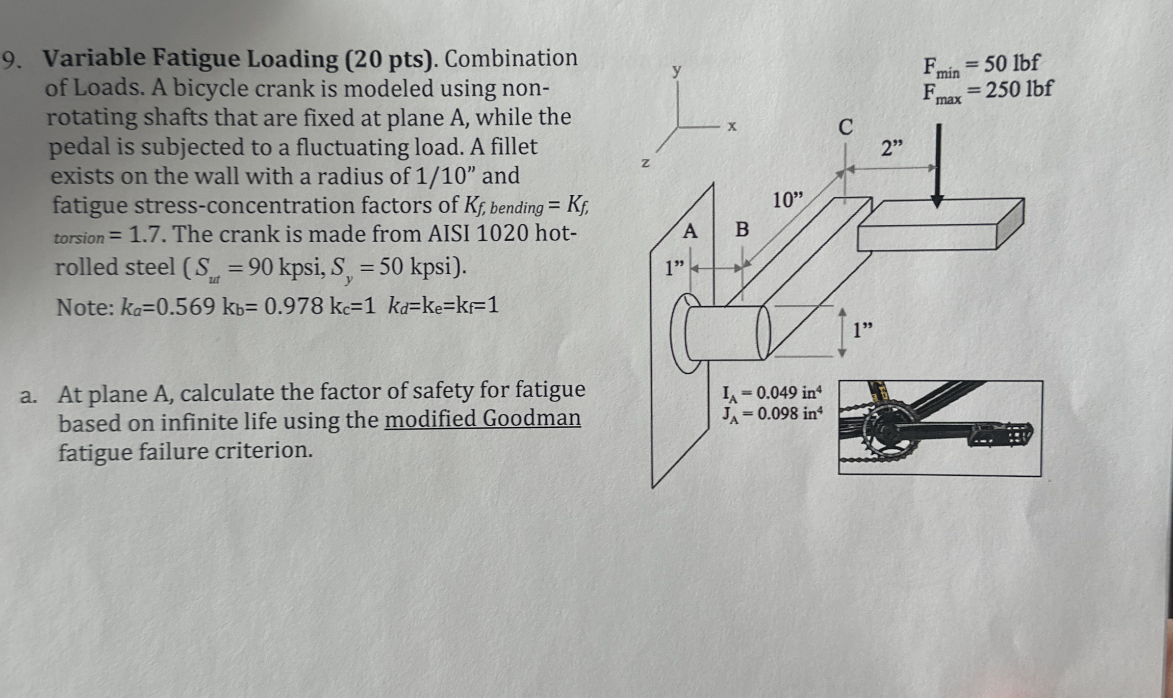 Variable Fatigue Loading ( 2 0 pts ) .