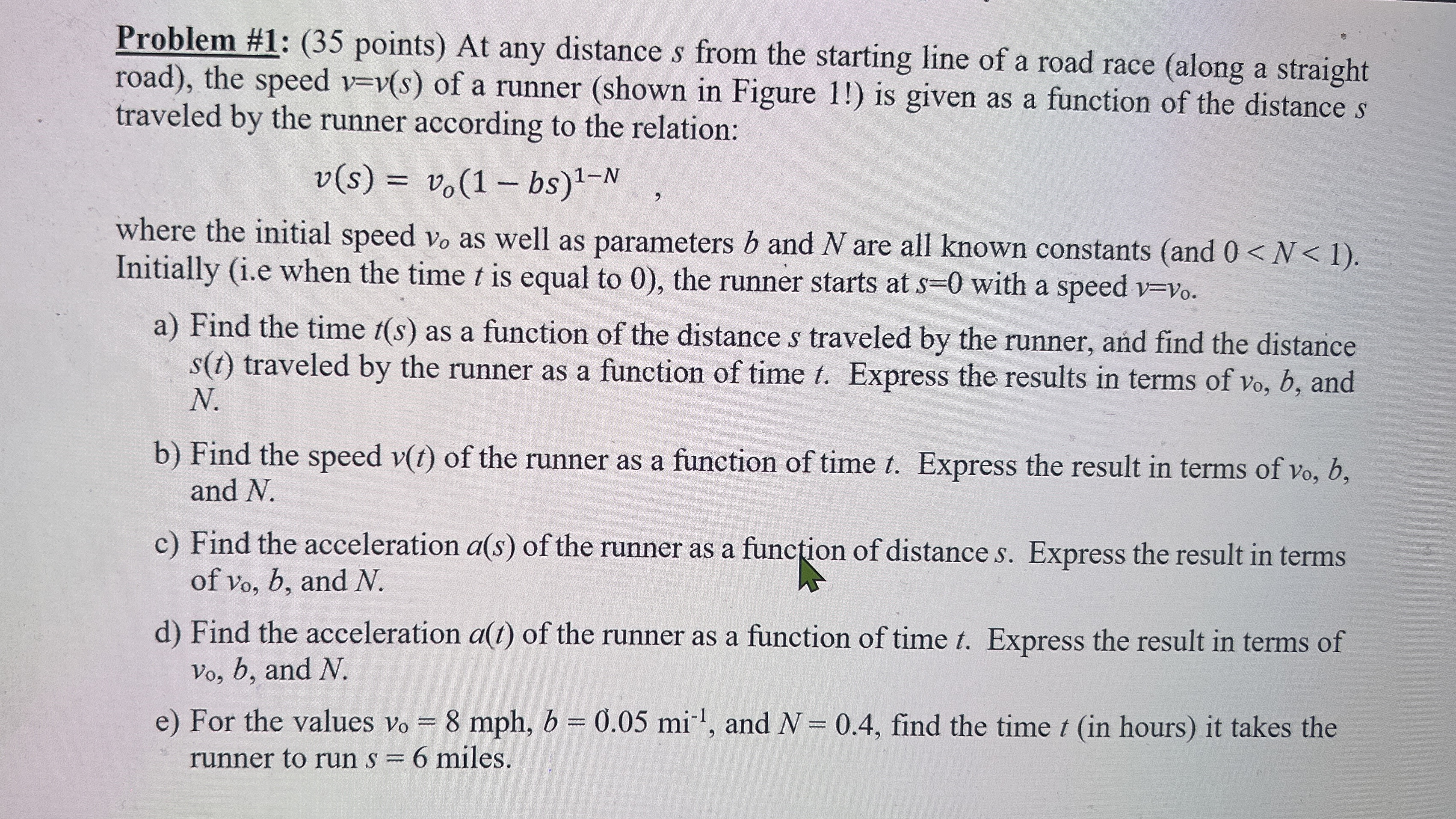 Problem # 1 : ( 3 5 points ) At any distance s