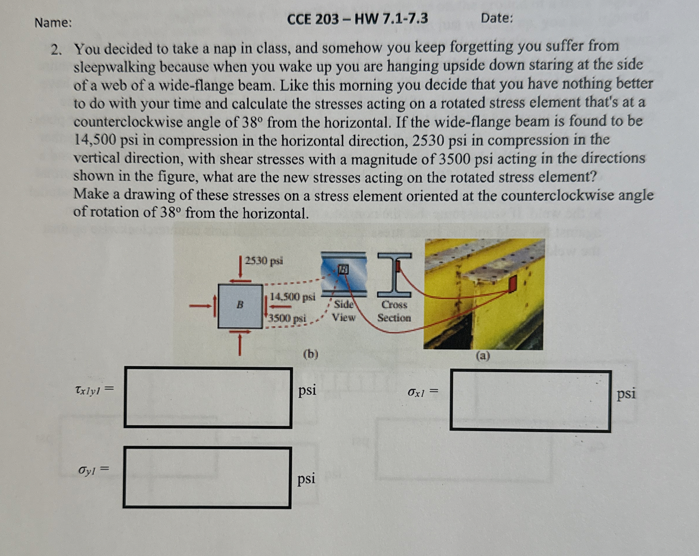 Name: CCE 2 0 3 - HW 7 . 1 - 7 . 3 Date: 2 . You