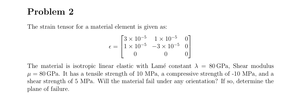 Problem 2 The strain tensor for a material
