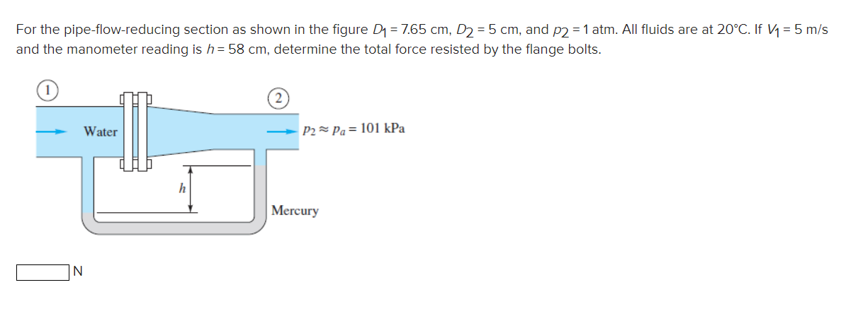 For the pipe - flow - reducing section as shown