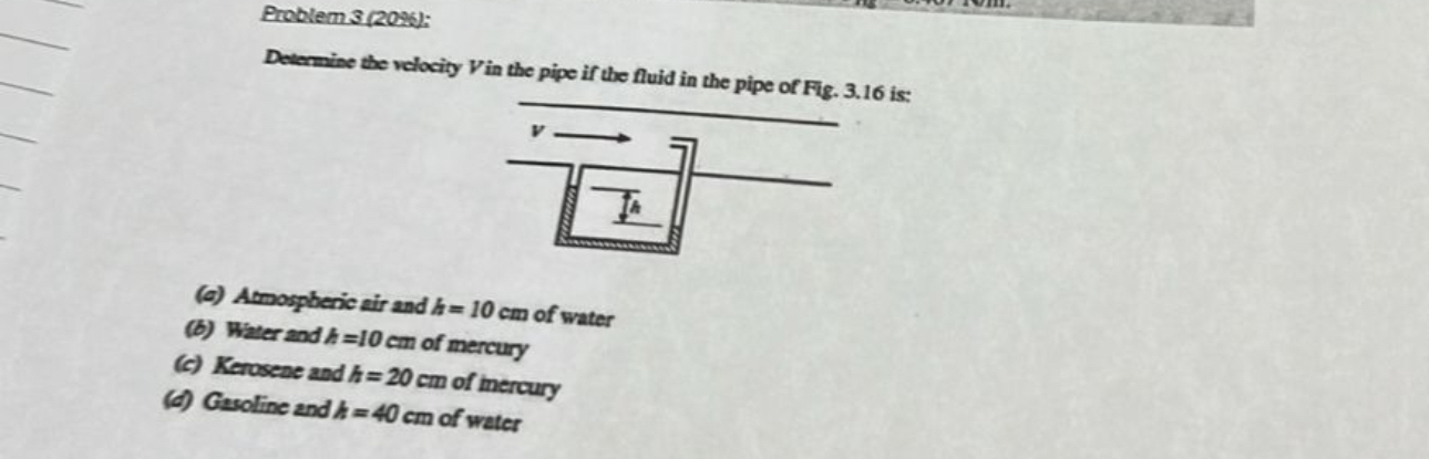 Problem 3 ( 2 0 2 5 ) : Deternine the velocity V