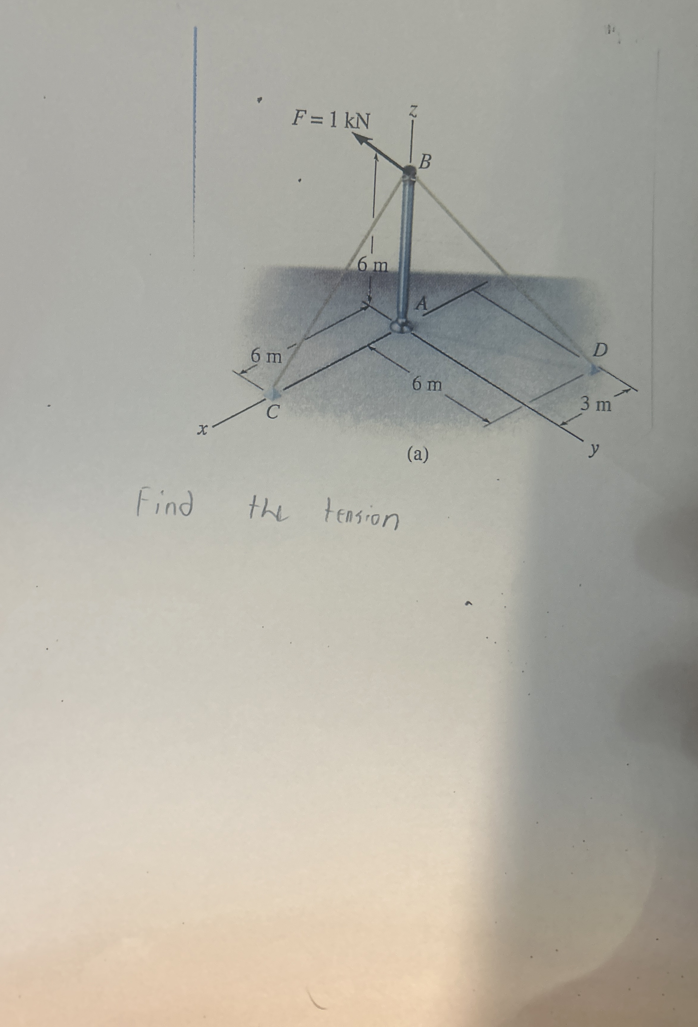 Find the tension of the cable BD and BC