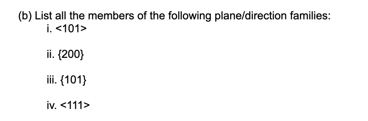 ( b ) List all the members of the following plane