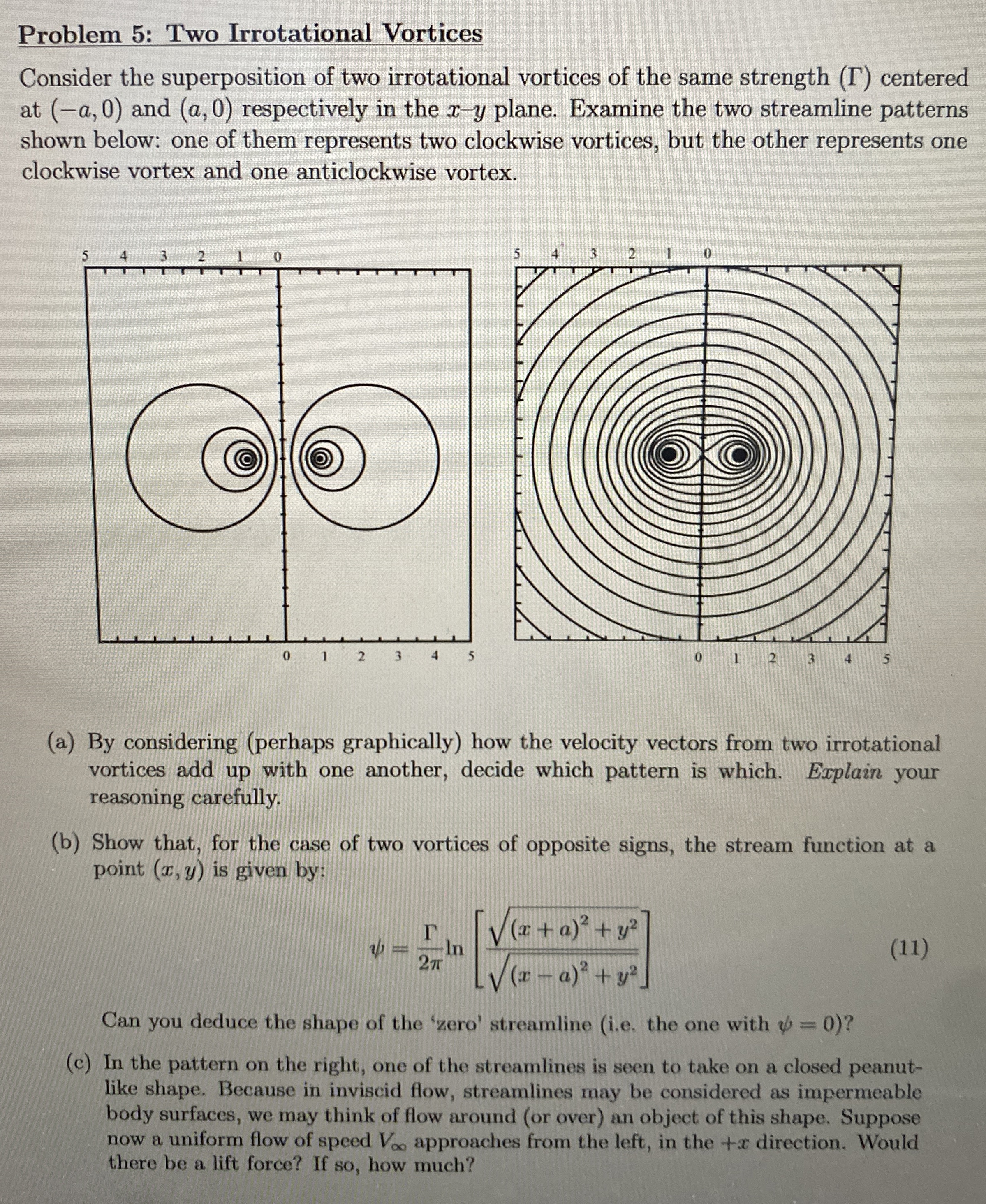 Problem 5 : Two Irrotational Vortices Consider