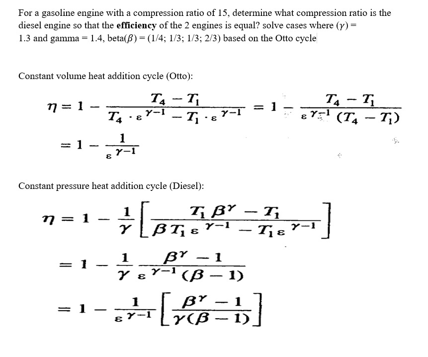 For a gasoline engine with a compression ratio of