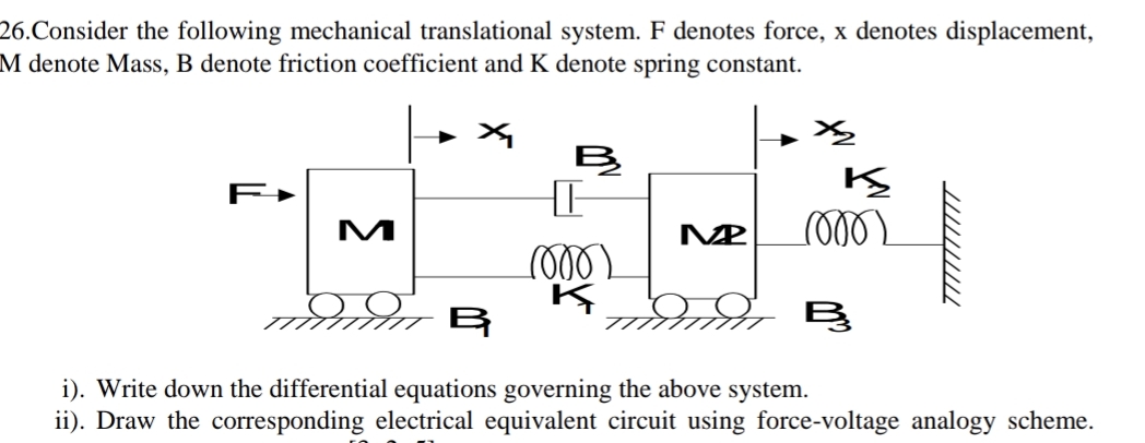 2 6 . Consider the following mechanical