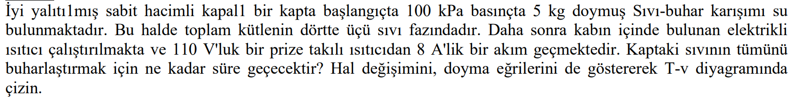 termodinamik 1 yi yal t 1 m sabit hacimli kapal 1