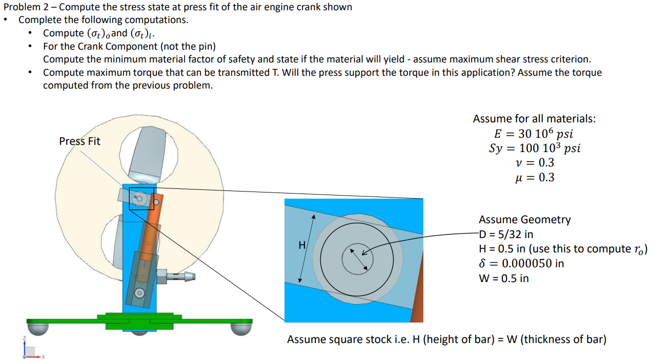 Problem 2 - Compute the stress state at press fit
