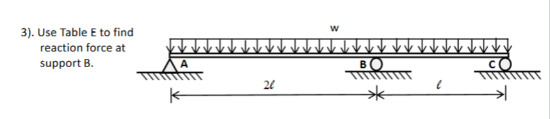 3 ) . Use Table E to find reaction force at