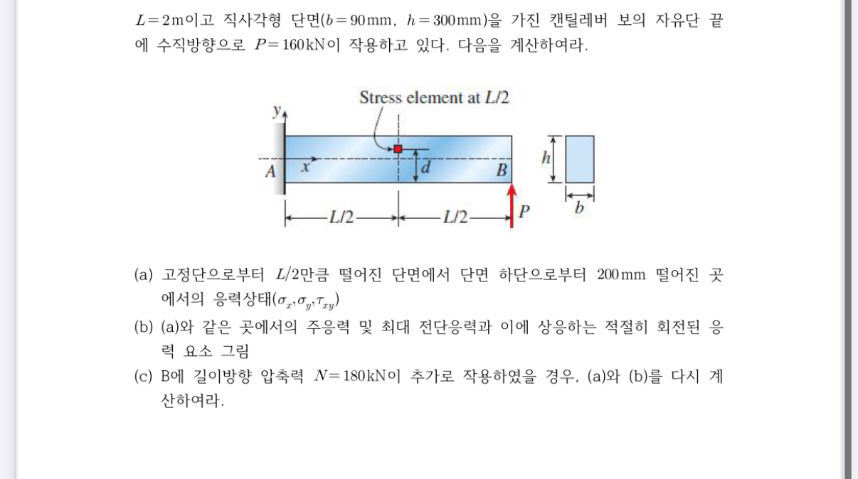 L = 2 m ) = 9 0 m m , h = ( 3 0 0 m m P = 1 6 0 k