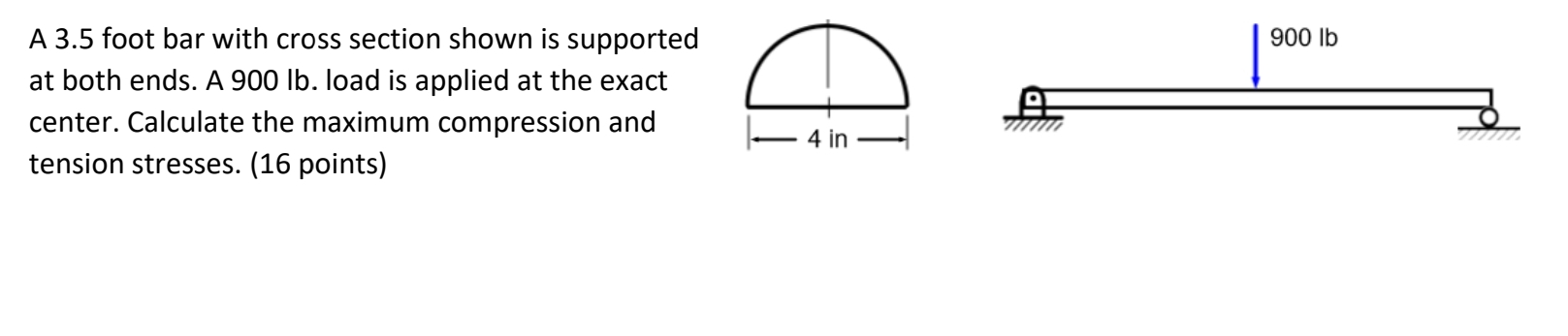 A 3 . 5 foot bar with cross section shown is