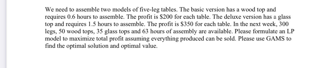We need to assemble two models of five - leg