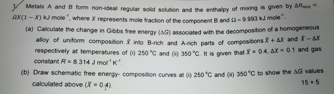 Metals A and B form non - ideal regular solid