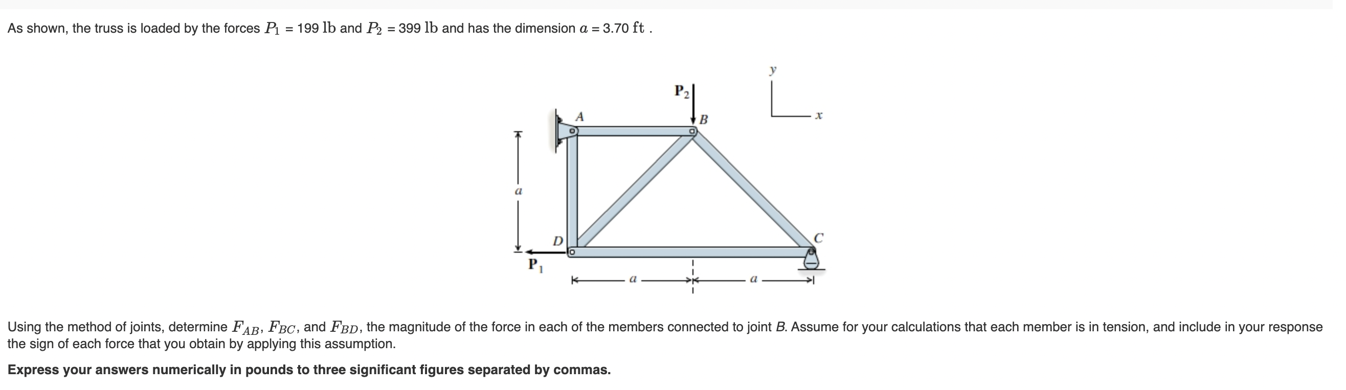 As shown, the truss is loaded by the forces P 1 =