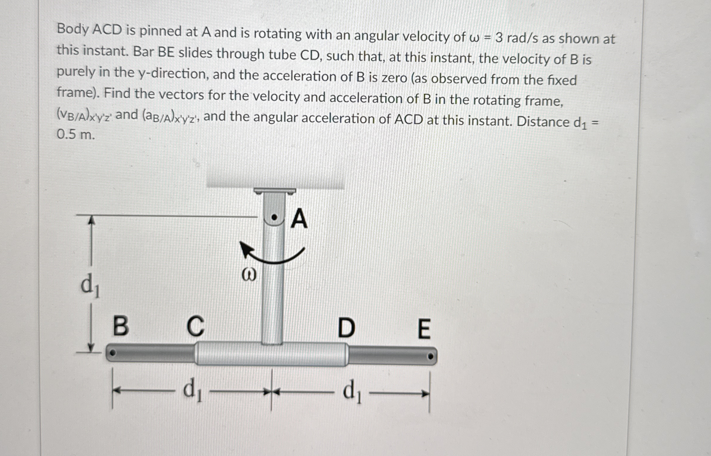 Body ACD is pinned at A and is rotating with an