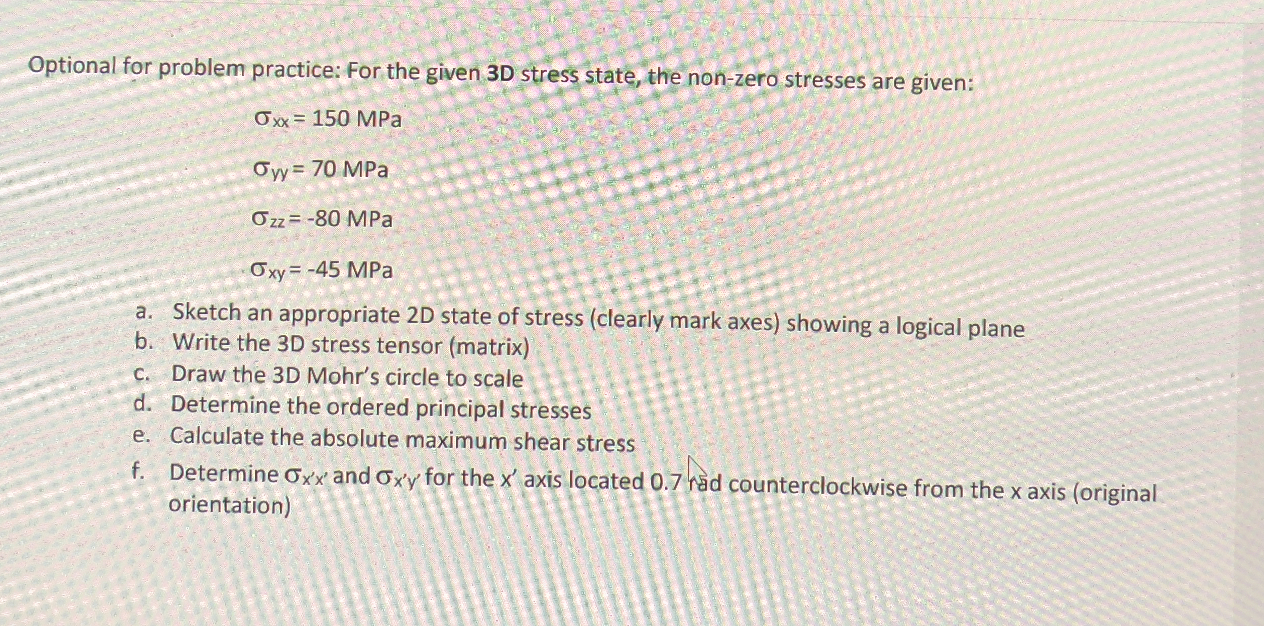 Optional for problem practice: For the given 3 D