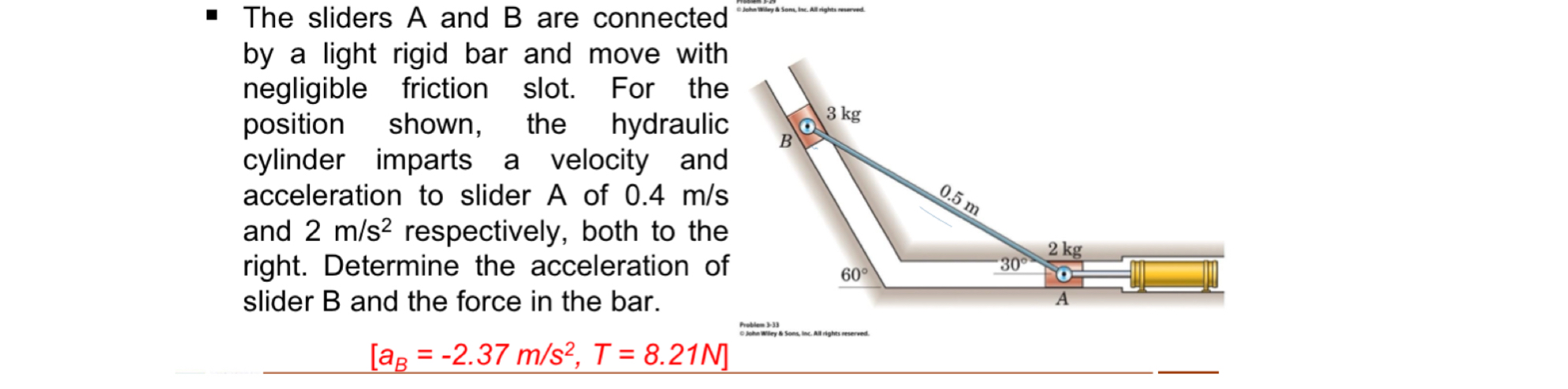 The sliders A and B are connected by a light