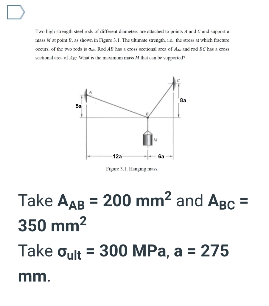 Part a: Solve for the forces in the cables AB and