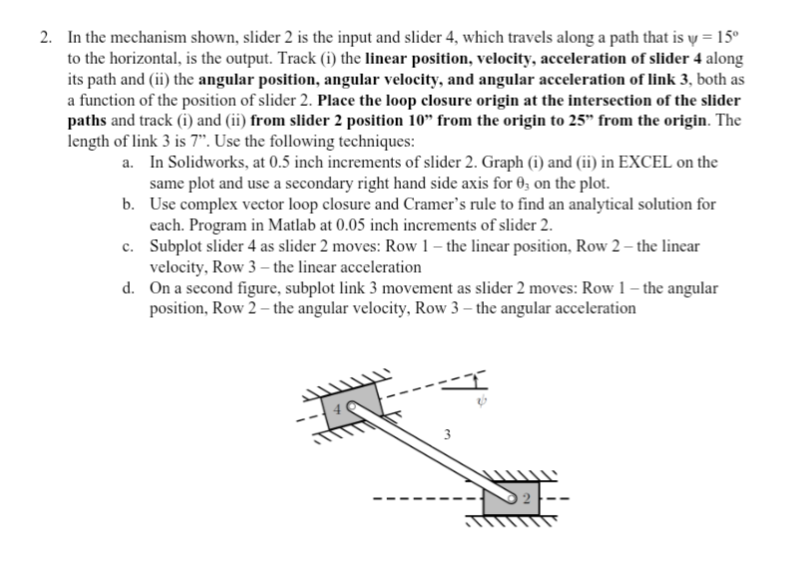 In the mechanism shown, slider 2 is the input and