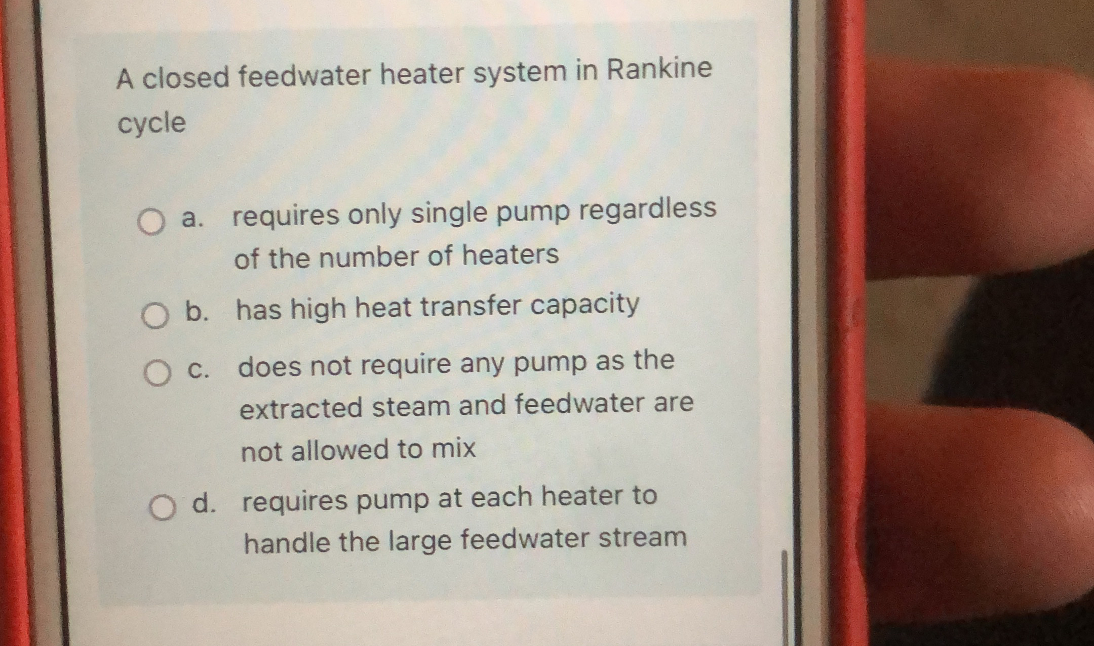A closed feedwater heater system in Rankine cycle