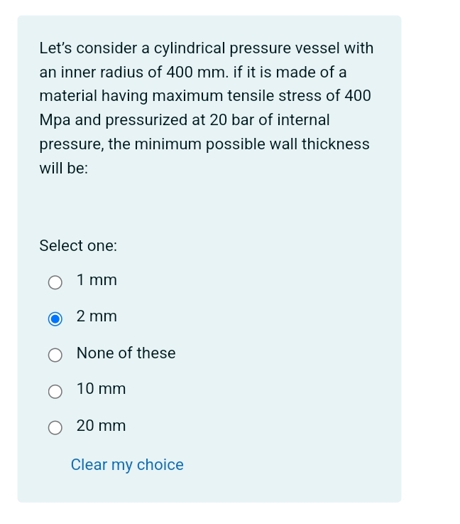 Let's consider a cylindrical pressure vessel with
