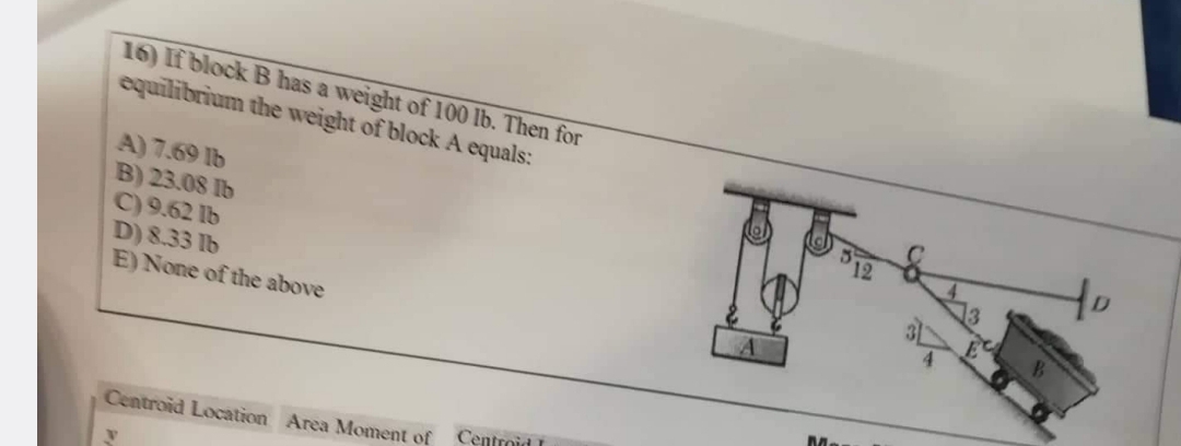 If block B has a weight of 1 0 0 lb . Then for
