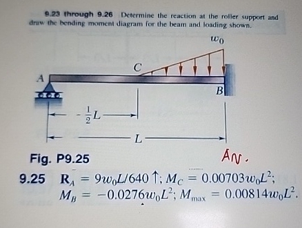 9 . 2 3 through 9 . 2 6 Determine the reaction at