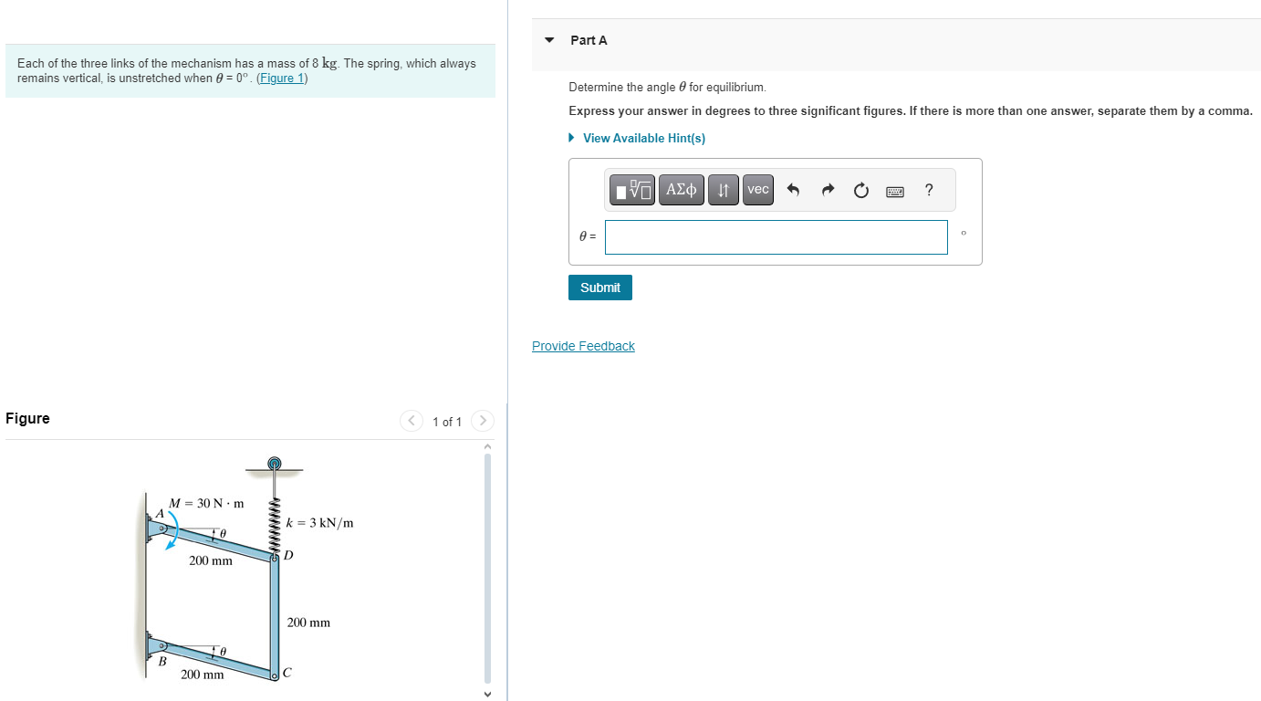 Each of the three links of the mechanism has a