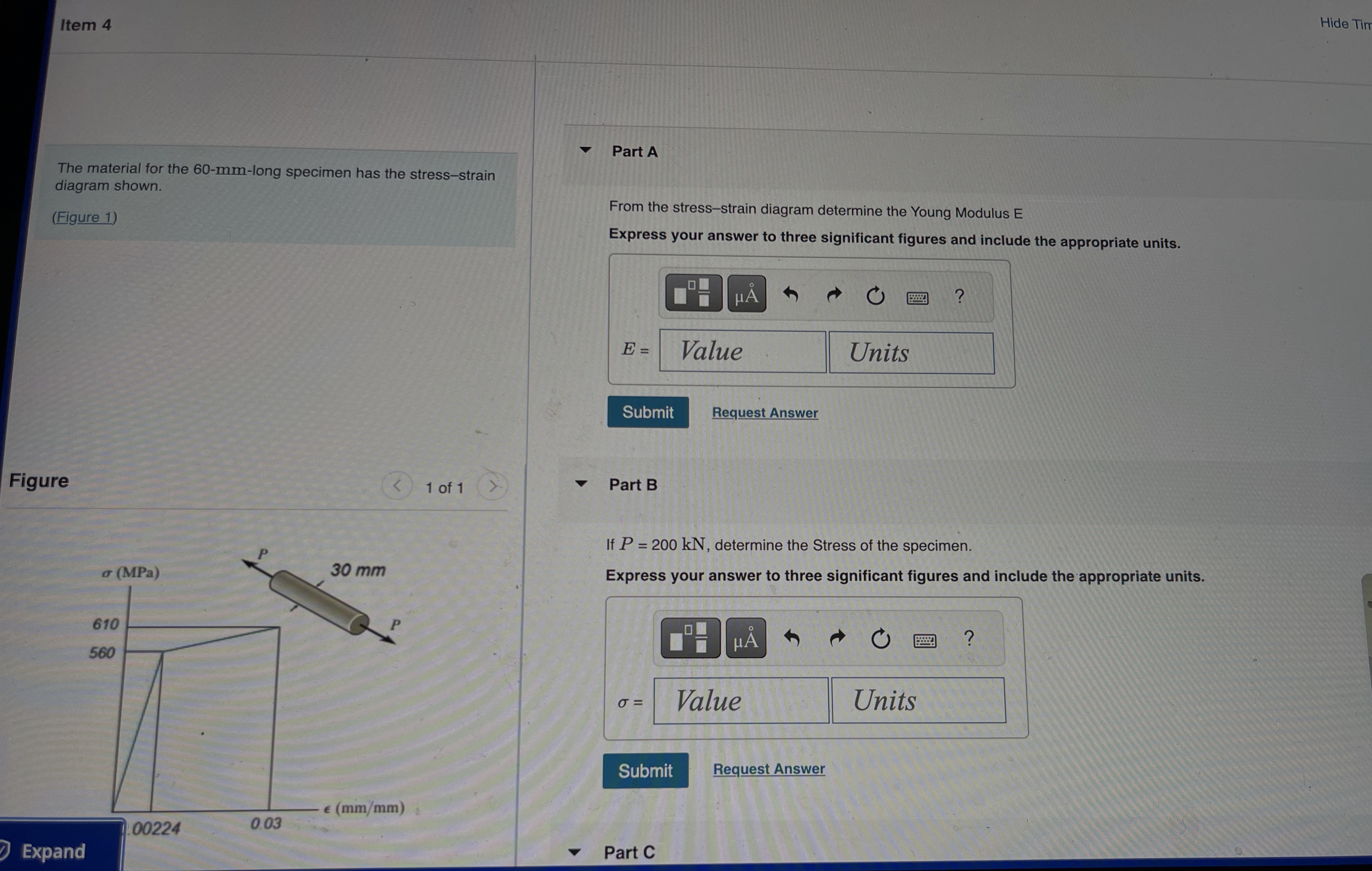 The material for the 6 0 - mm - long specimen has