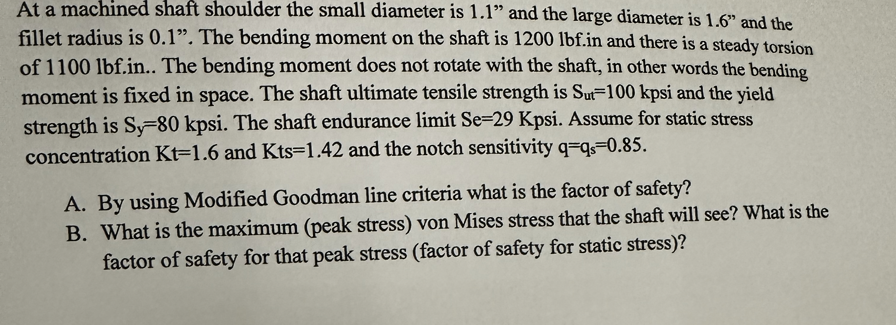 At a machined shaft shoulder the small diameter