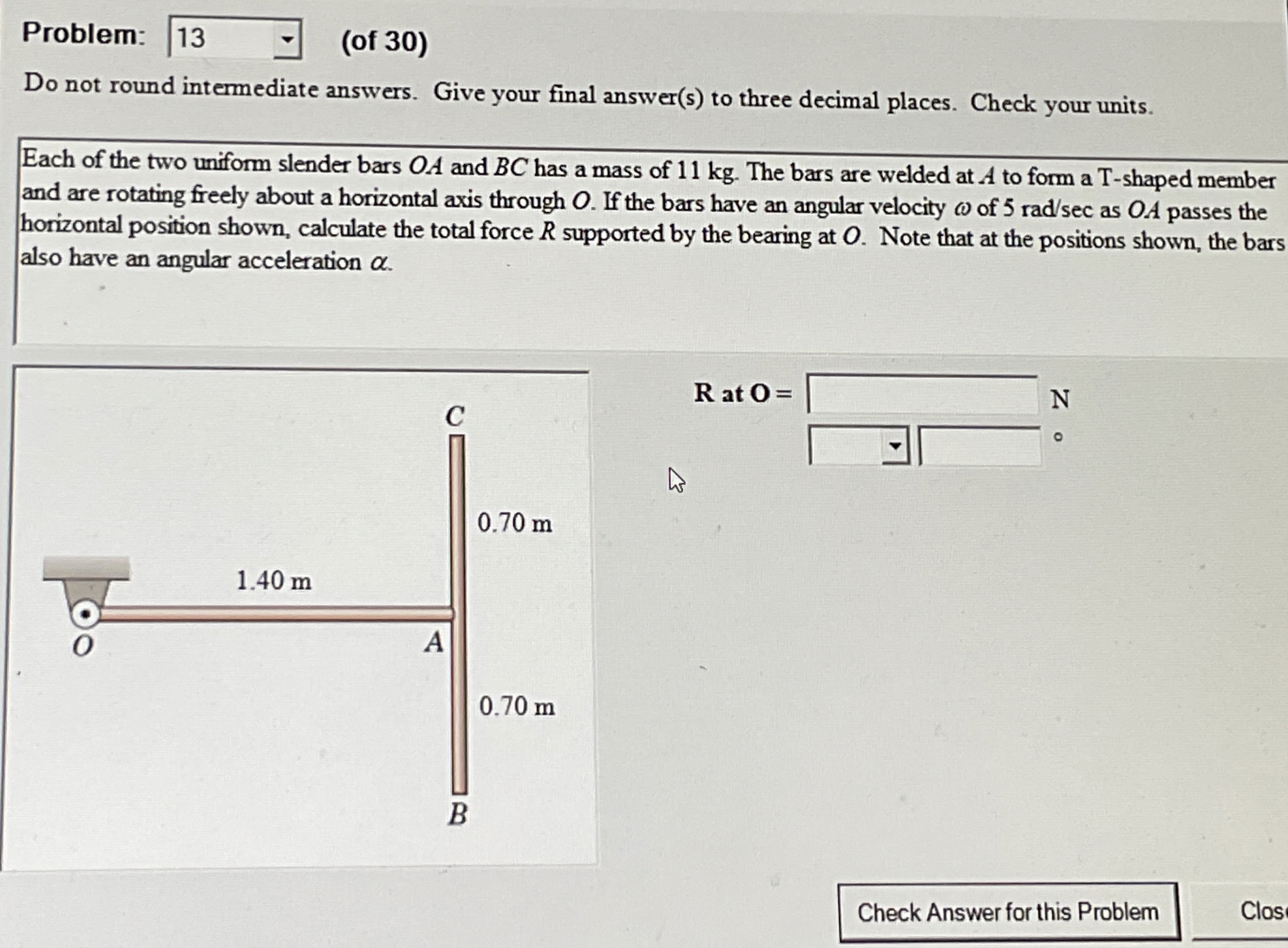 Each of the two uniform slender bars O A and B C