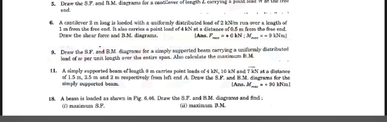 Draw the S . F . and B . M . diagrams for a