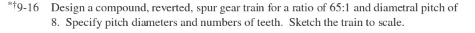 * \ $ 9 - 1 6 Design a compound, reverted, spur