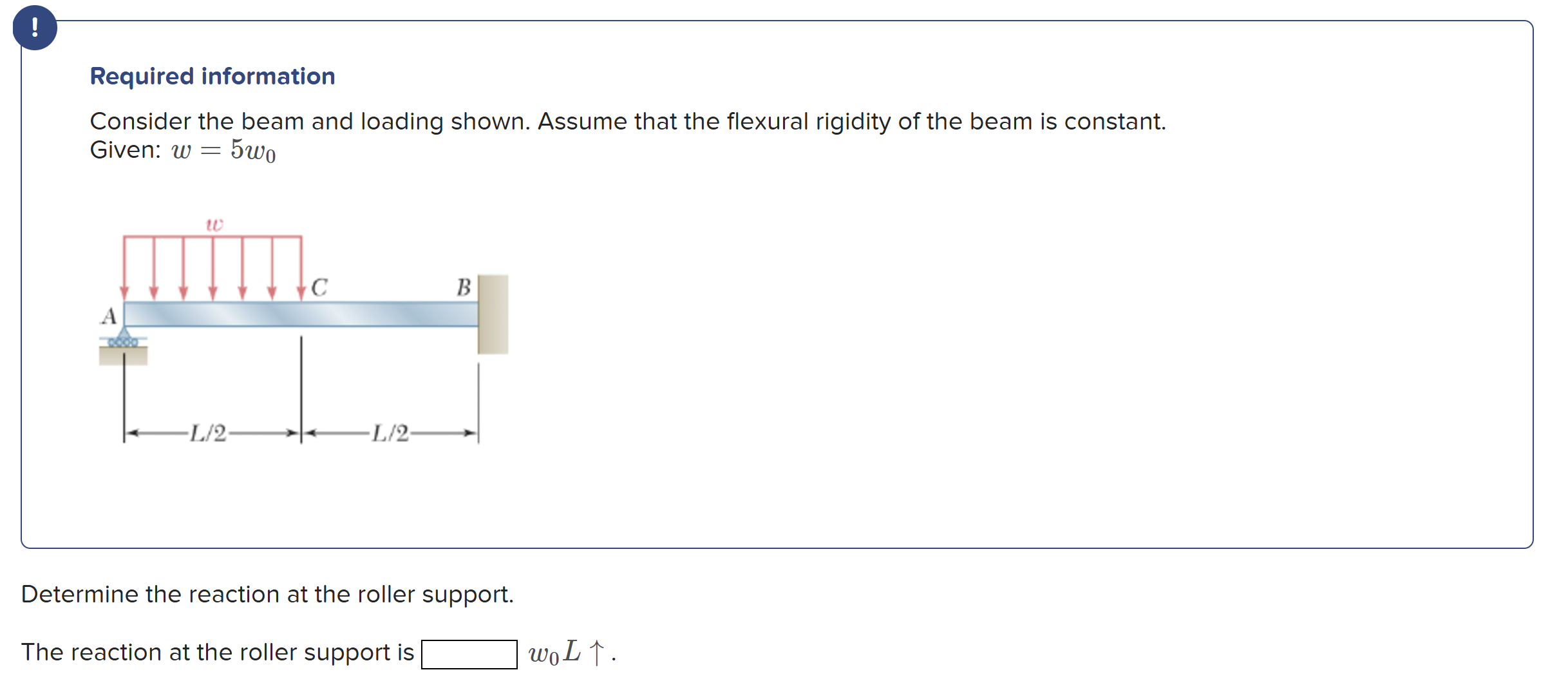 Consider the beam and loading shown. Assume that