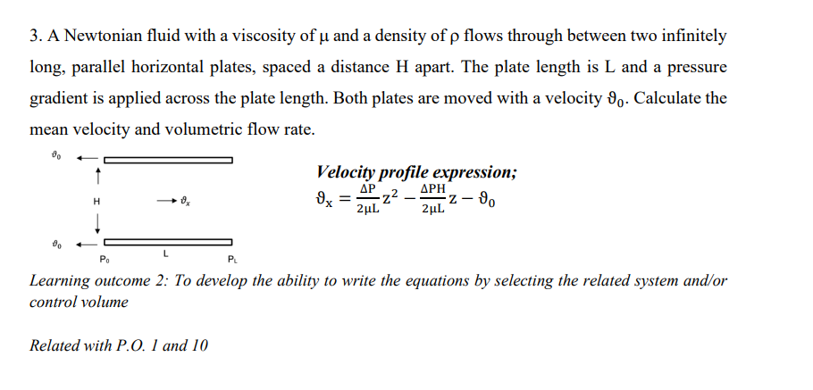 A Newtonian fluid with a viscosity of \ mu and a