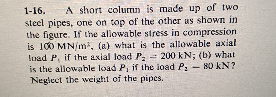 1 - 1 6 . A short column is made up of two steel