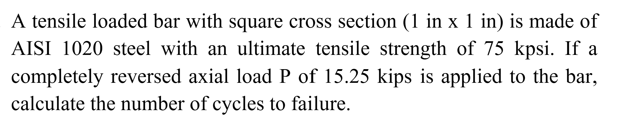A tensile loaded bar with square cross section (
