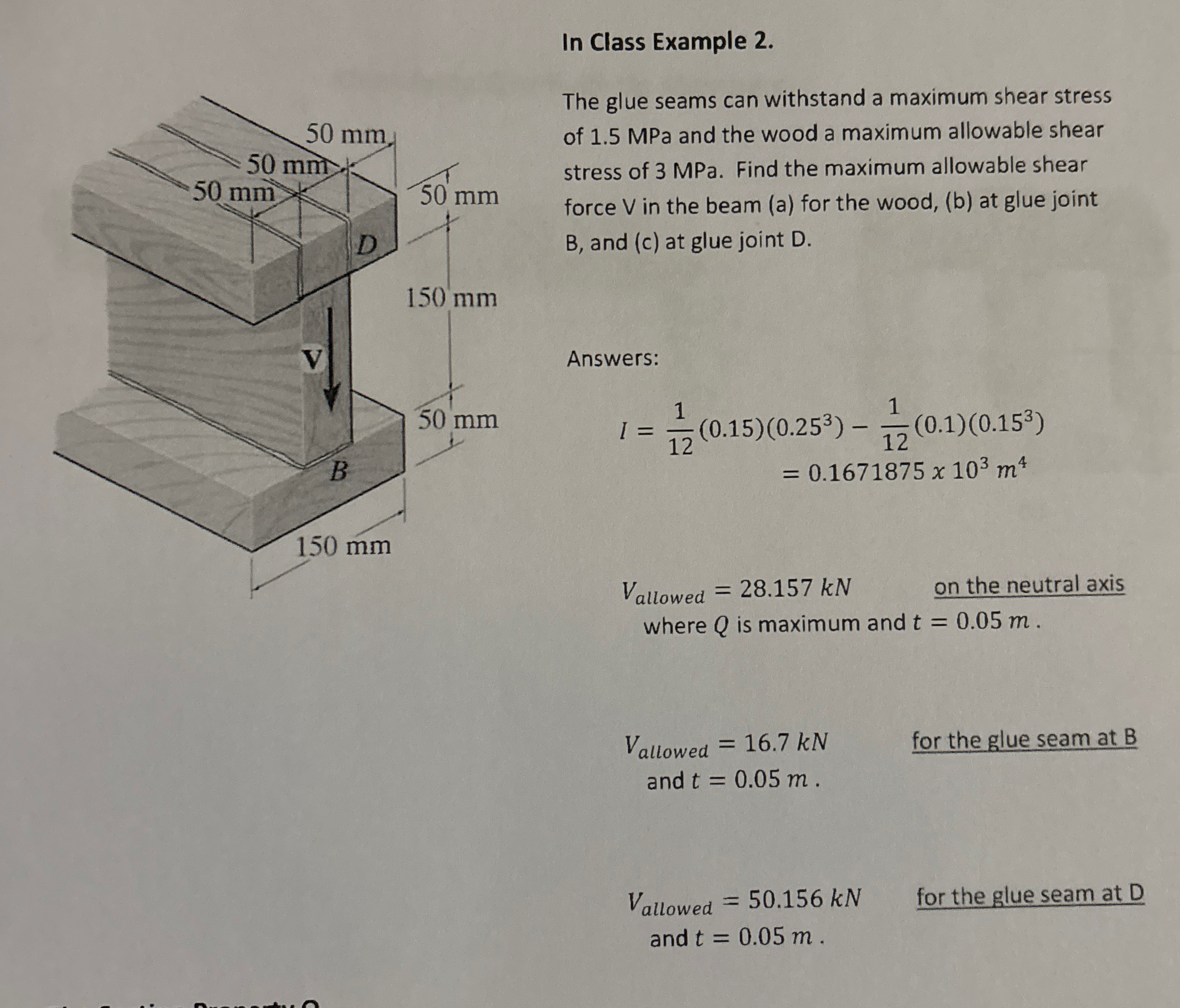 In Class Example 2 . The glue seams can withstand