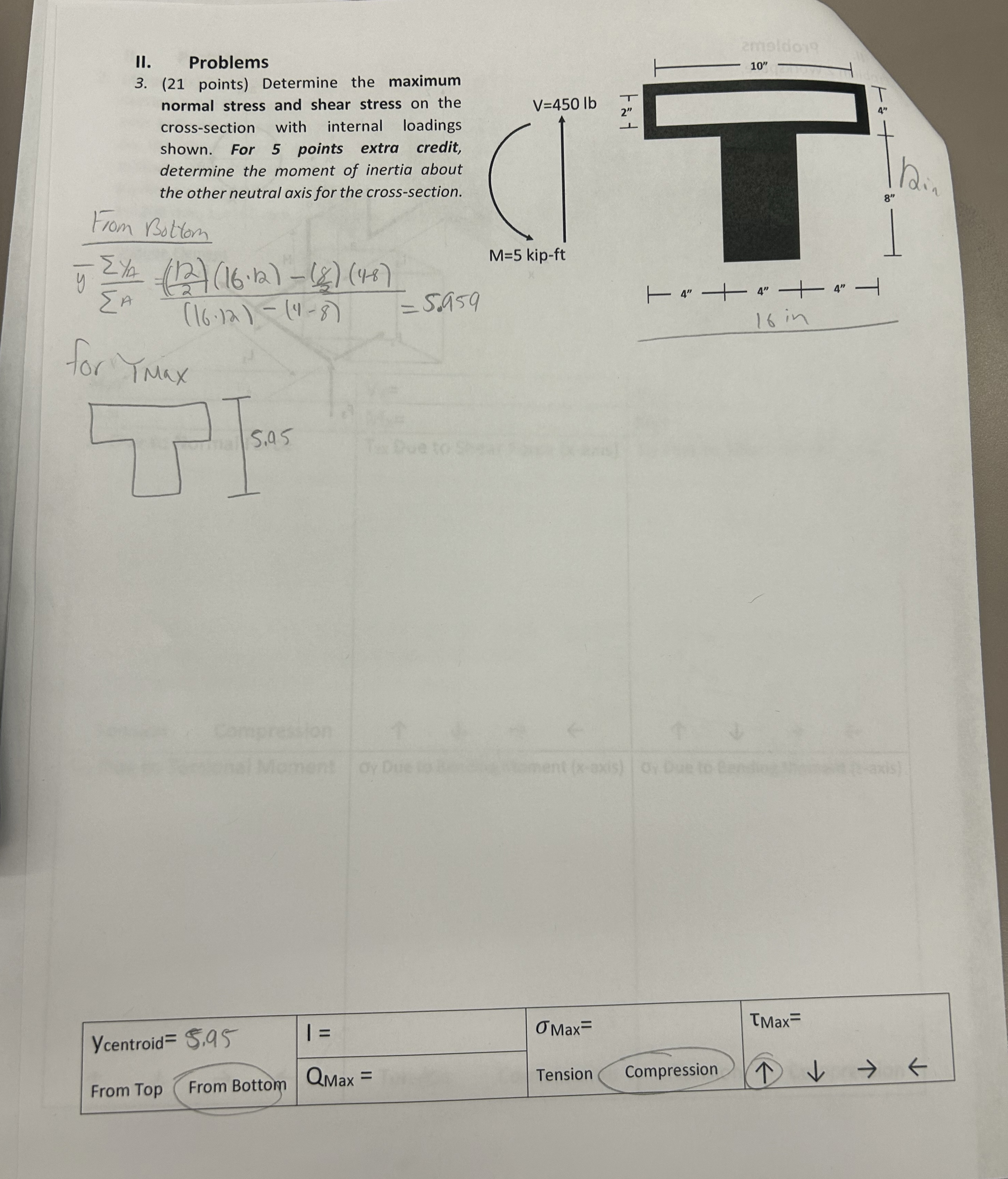 II . Problems 3 . ( 2 1 points ) Determine the