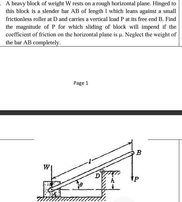A heavy block of weight W rests on a rough