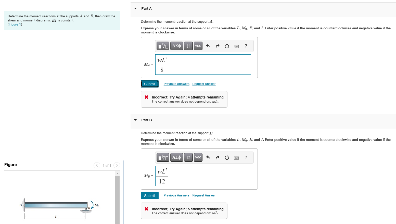 Determine the moment reactions at the supports \