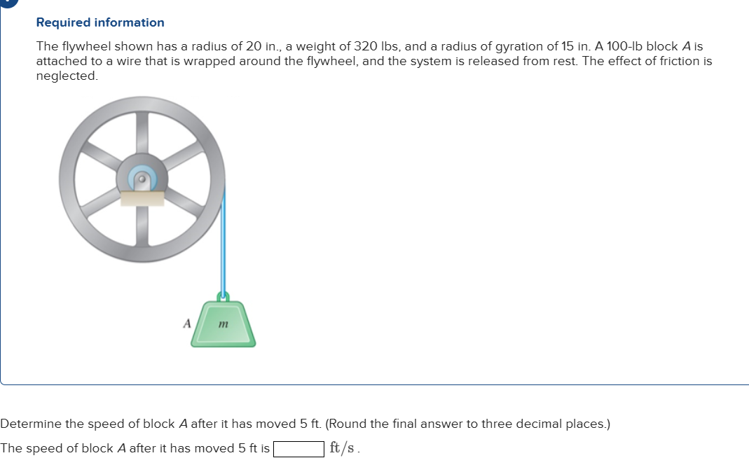 Required information The flywheel shown has a