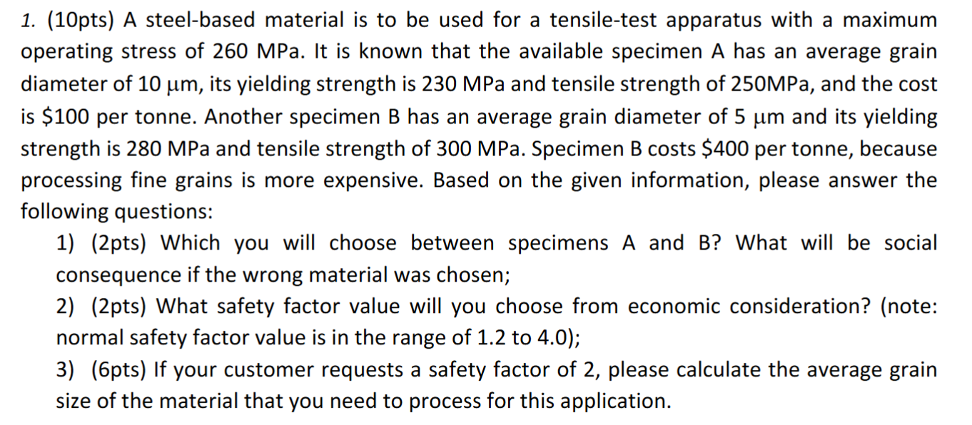 A steel - based material is to be used for a