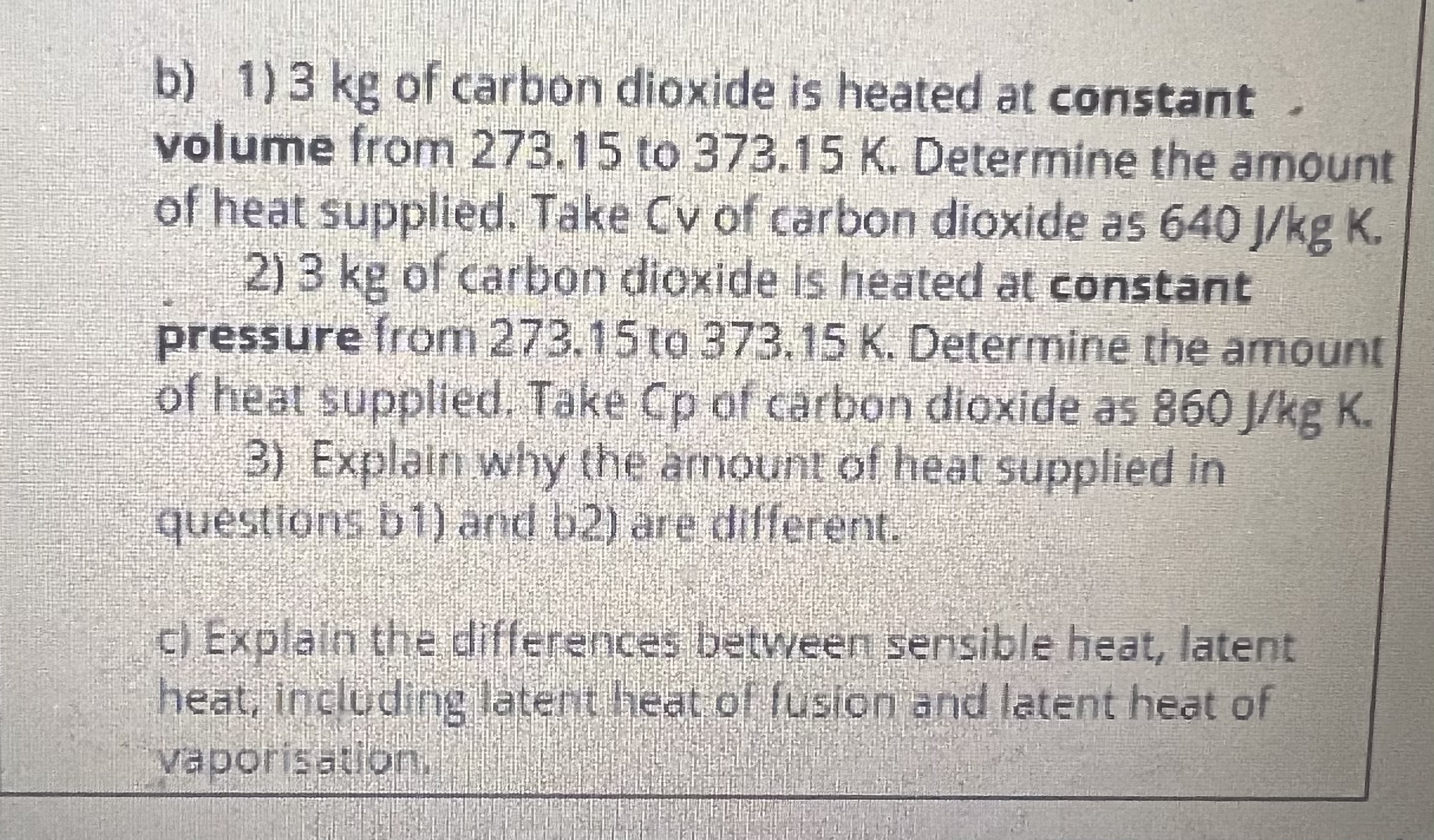 1 ) 3 kg of carbon dioxide is heated at constant