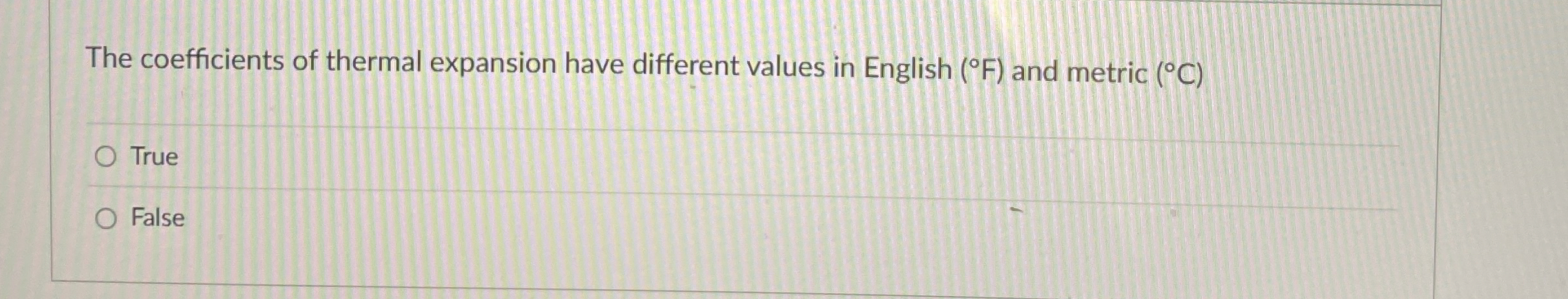 The coefficients of thermal expansion have