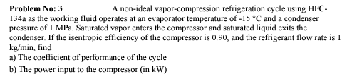 A non - ideal vapor - compression refrigeration
